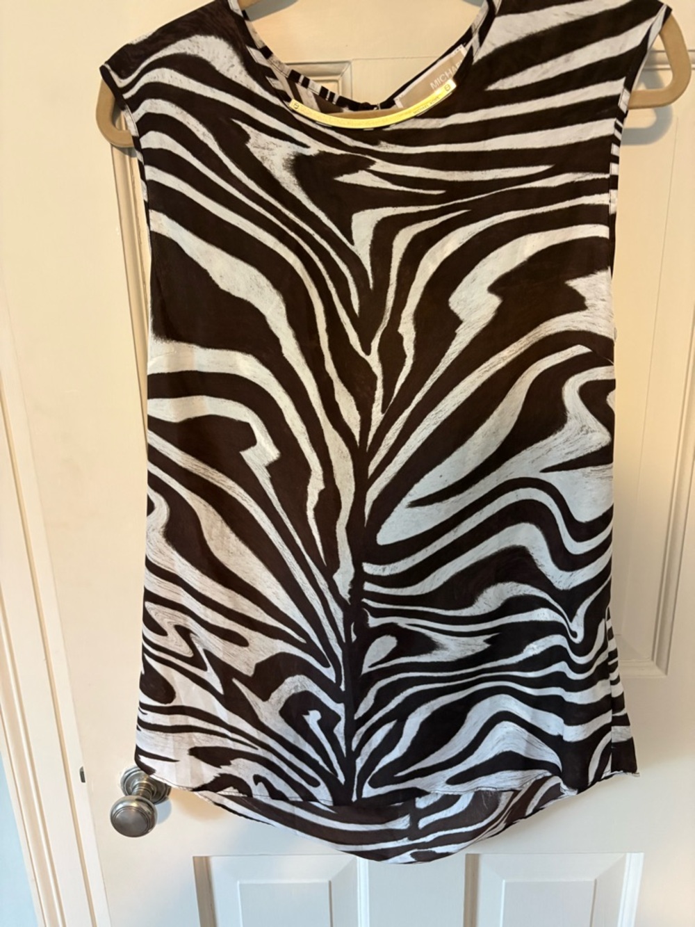 Brown & White Zebra Print Sleeveless Top
